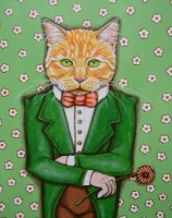 Chat vert - 32*40 cm-2013 - acrylique sur toile
