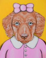 Chien rose - 24*30 cm-2015 - acrylique sur toile